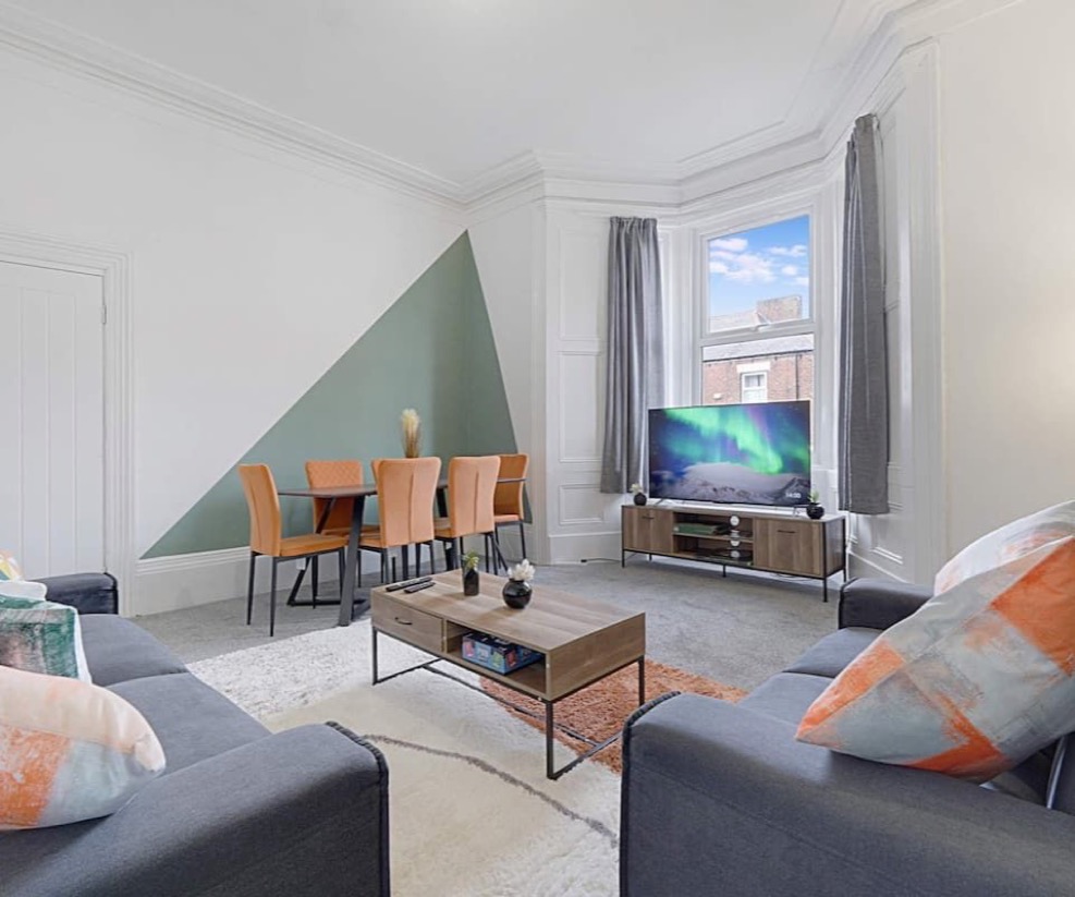 Living room of one of Kudusai's serviced accommodation properties in Sunderland
